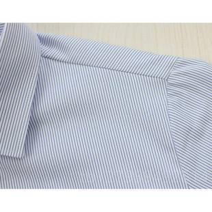 纹工作加大 正品 秋竖季 服女士白底蓝色条衬衫 方领移动银行酒店正装