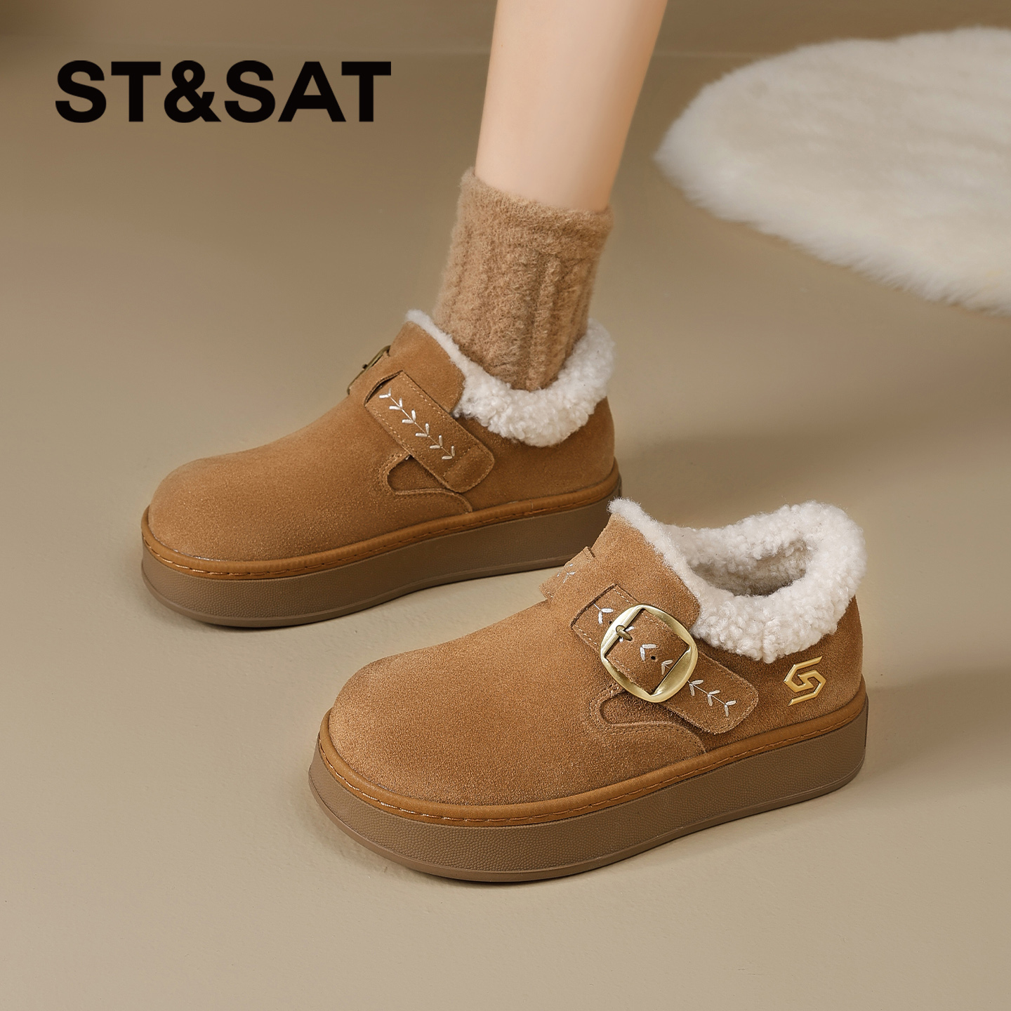 星期六真皮全包勃肯鞋女2025新款