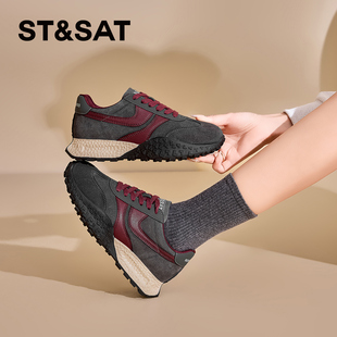 星期六复古厚底德训鞋女2025新款冬季加绒保暖休闲鞋轻便运动鞋子