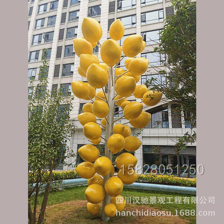 户外玻璃钢卡通雕塑玻璃钢柠檬仿真雕塑摆件柠檬雕像工艺品