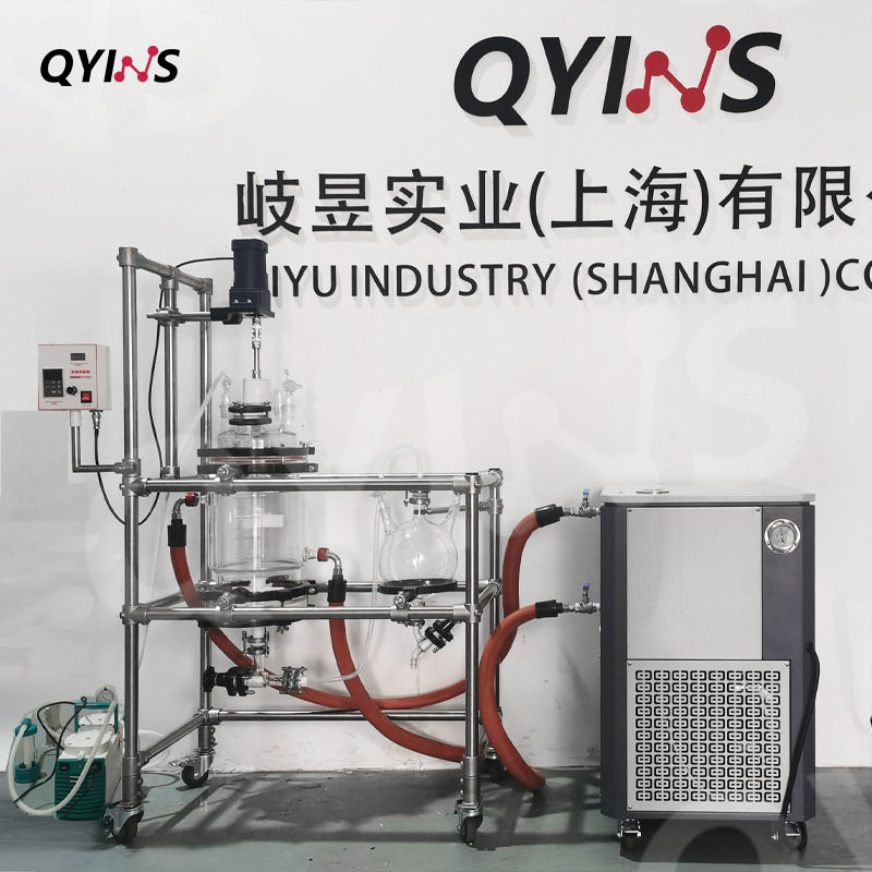 岐昱左右款高双层玻璃反应釜成型工艺组合釜固液分离固相合成搅拌
