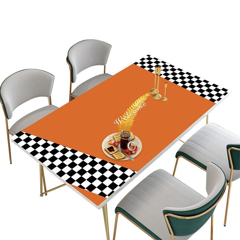 皮革餐桌垫pvc防烫桌布防水防油免洗轻I奢皮革茶几垫长方形桌面垫