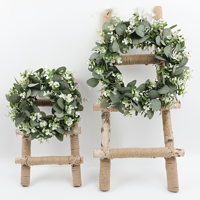 仿真花环门饰桉树叶尤加利花环前门装饰花环春夏绿色花环装饰挂件