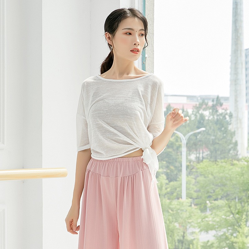 古典舞练功服女微透斜角开叉上衣拉丁爵士舞蹈服集训课堂表演服装