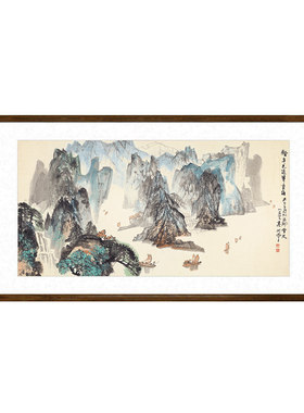 秦岭云轻舟已过万重山国画山水画客厅沙发背景墙装饰画办公室字画