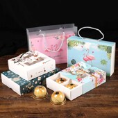 创意蛋黄酥包装 高档中秋手提月饼盒子50g80克10套 礼盒4四6六8粒装