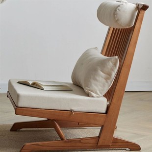 日式实木懒人沙发中岛乔治躺椅高背沙发椅阳台休闲椅子民宿侘寂风