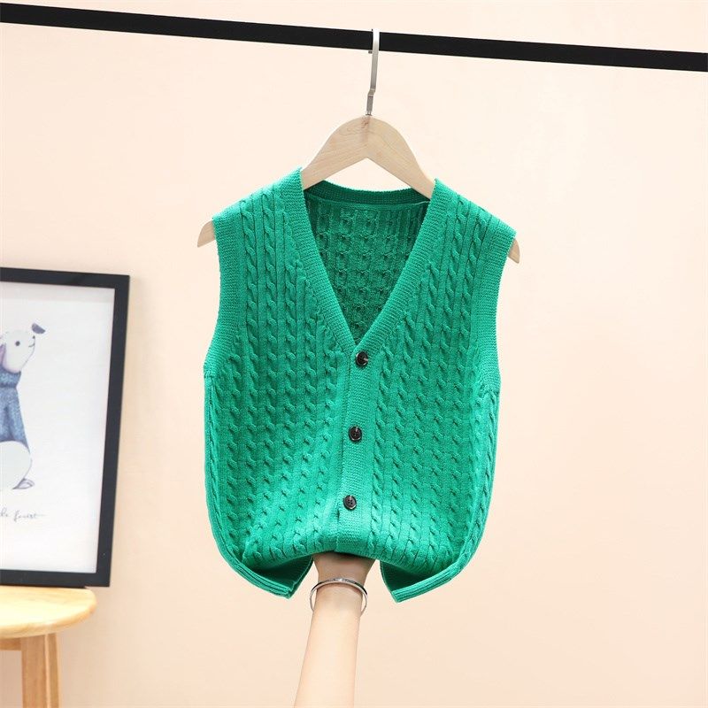女童马甲春秋2024新款儿童V领毛衣背心中大童男童洋气针织衫童装
