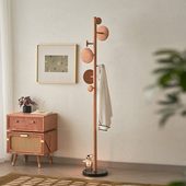 星系衣帽架卧室落地家用挂衣架客厅玄关挂架樱桃木简约衣服架子