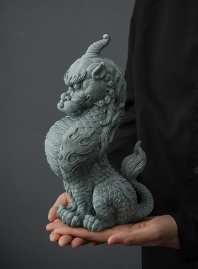 辉道 茶宠山海经神兽麒麟龙龟摆件创意复古貔貅国潮送礼鱼缸造景
