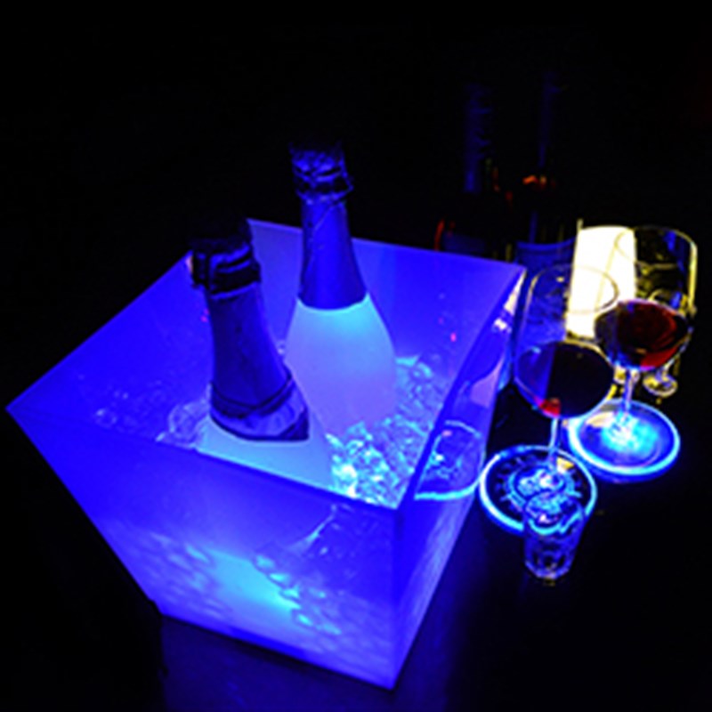 酒吧ktv双层方形LED发光冰桶塑料啤酒桶饮料红酒桶香槟桶发光冰桶