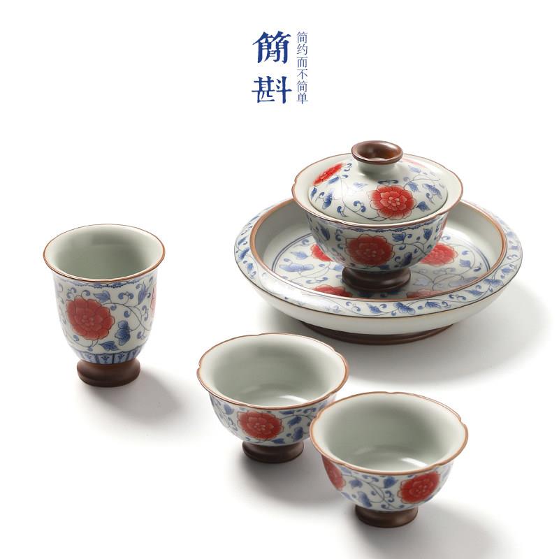 盖碗茶杯汝窑茶具陶瓷泡茶高颜值功夫茶女士特别好看一人饮茶碗