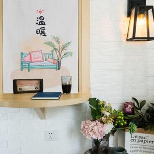 布艺隔断帘装 简约门帘日式 饰卧室厨房家用布帘免打孔半帘可定制
