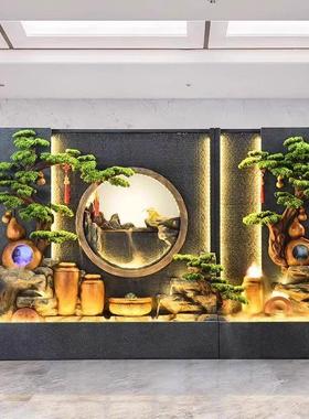 水幕墙假山流水装饰摆件地板屏风公司大堂背景庭院景观美化灯光鱼