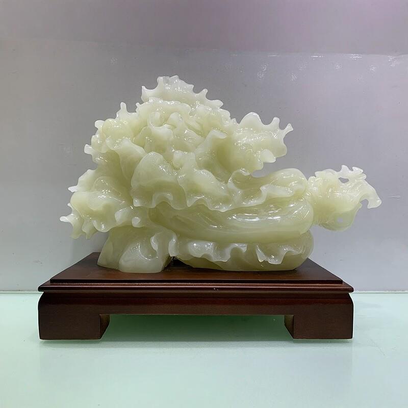 天然阿富汗青玉白菜摆件招财聚福家居办公室公司乔迁开业工艺礼品