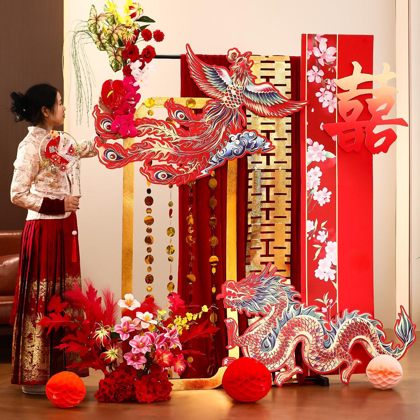 婚房布置套装结婚客厅卧室氛围场景装饰迎宾牌KT板订婚礼拍照道具