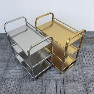 钛合金不锈钢火锅店菜架子餐饮烤肉专用三层桌边置物配菜放菜架商