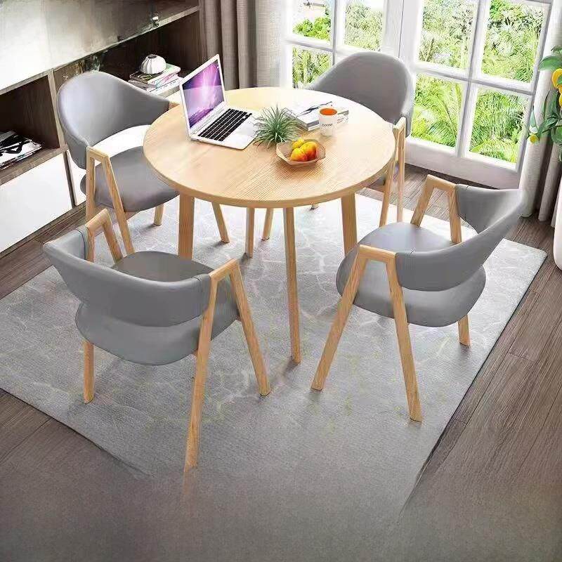 简单销售部门洽谈接待桌椅组合小圆桌咖啡馆奶茶店桌椅小公寓餐桌