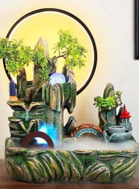 假山流水喷泉招财山水摆件客厅鱼缸风水轮生财水景循环水开业礼物