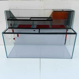 龟缸定制 金鱼 金晶超白上滤鱼缸 灰玻水切一体顶滤干湿分离