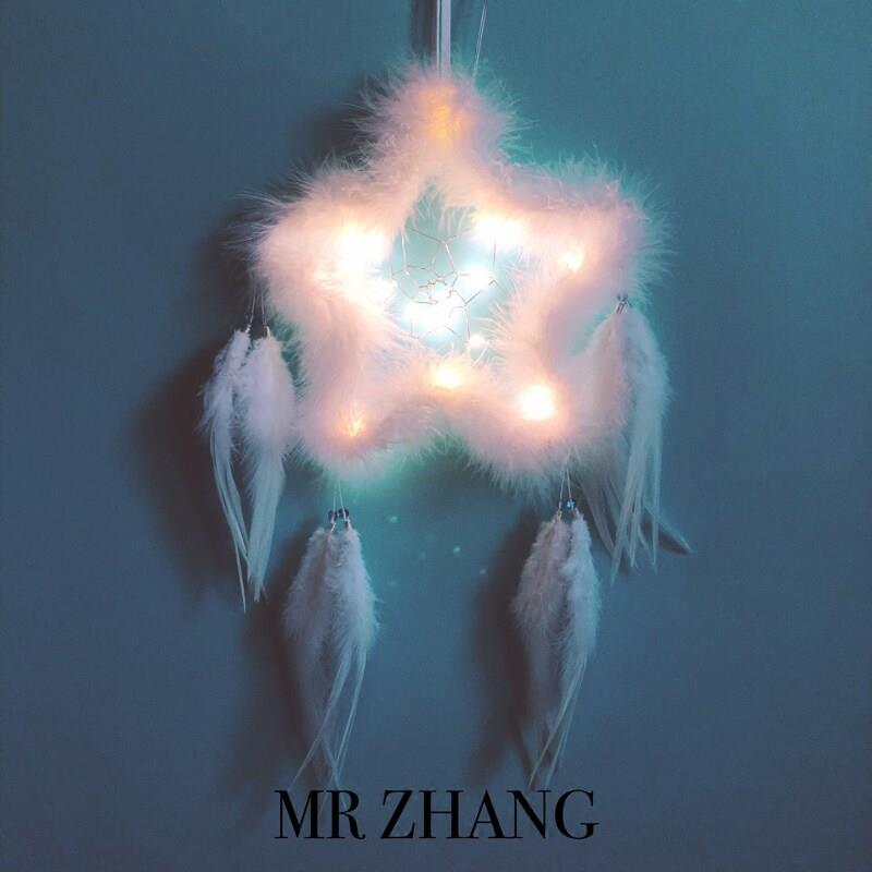 MR ZHANG原创捕梦网灯生日少女印第安羽毛挂饰文艺礼物复古ins风