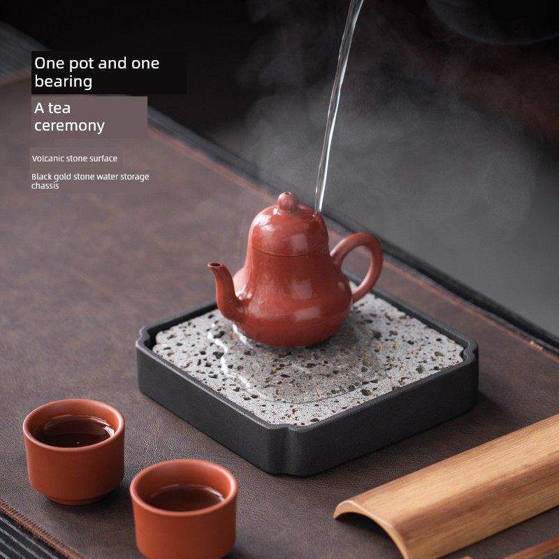 高端紫砂壶养壶垫功夫茶具配件火山黑金石壶与小干泡表陶瓷茶壶垫