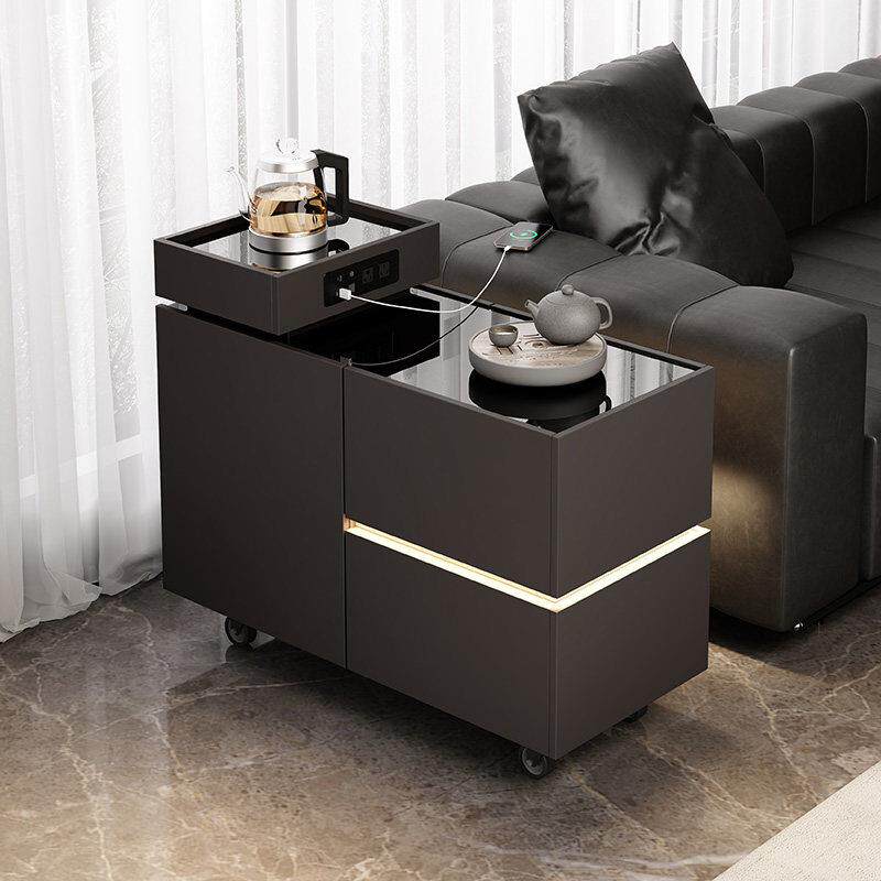 沙发边柜茶水柜意式极简可移动边几高级侧边小茶几烧水壶一体茶台