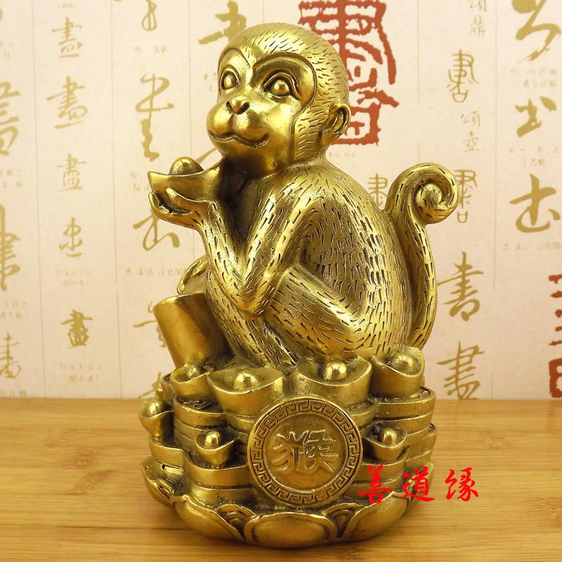 纯铜猴摆件铜猴子黄铜猴铜元宝猴十二生肖猴工艺品吉祥物摆设礼品