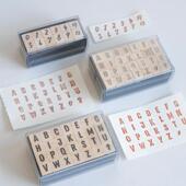 白日几何777系列数字字母木头印章套装 立体数字斜纹字母手账素材