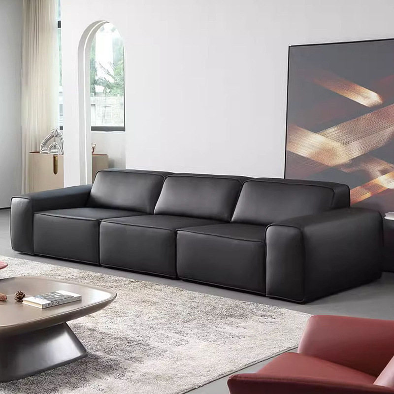 意式极简多功能大黑牛头层牛皮电动沙发真皮沙发床零靠墙客厅沙发