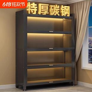 厨房防尘置物架落地多层家用收纳柜子书架多功能橱柜文件储物柜