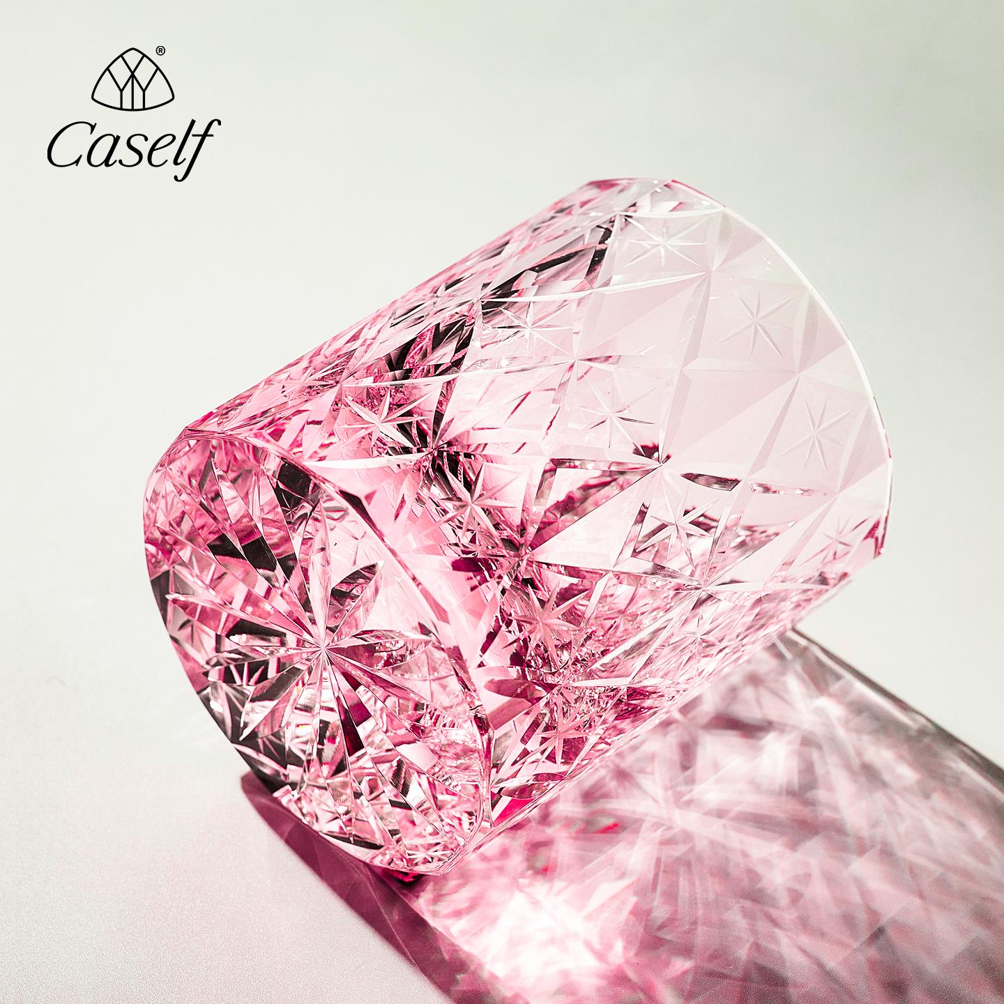 caself江户切子纯手工彩色洛克杯水晶玻璃洋酒威士忌酒杯高档礼物