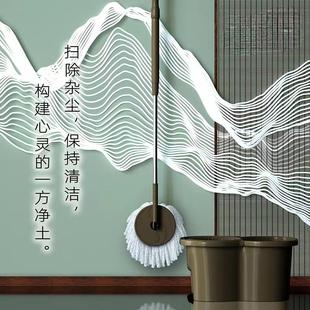 墩布干湿两用免手洗自动甩水家用拖把 台湾进口黛娜摩手压旋转式