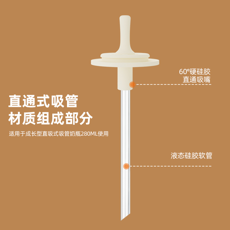 二代硬管直通奶瓶成长型吸管组