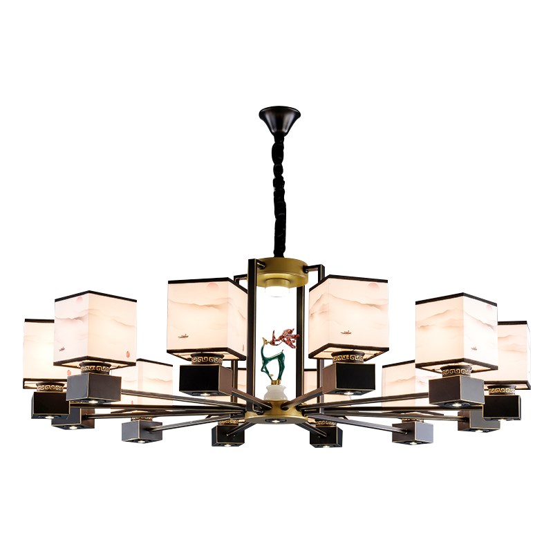 新中式包间吊灯水晶客厅2024新款饭店餐饮店餐厅包厢专用灯具复古