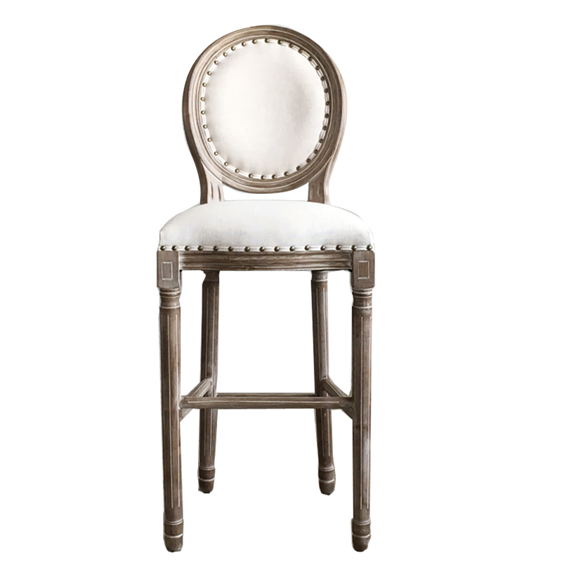 美式乡村复古做旧实木吧台椅家用咖啡厅餐厅前台酒吧椅实木高脚登