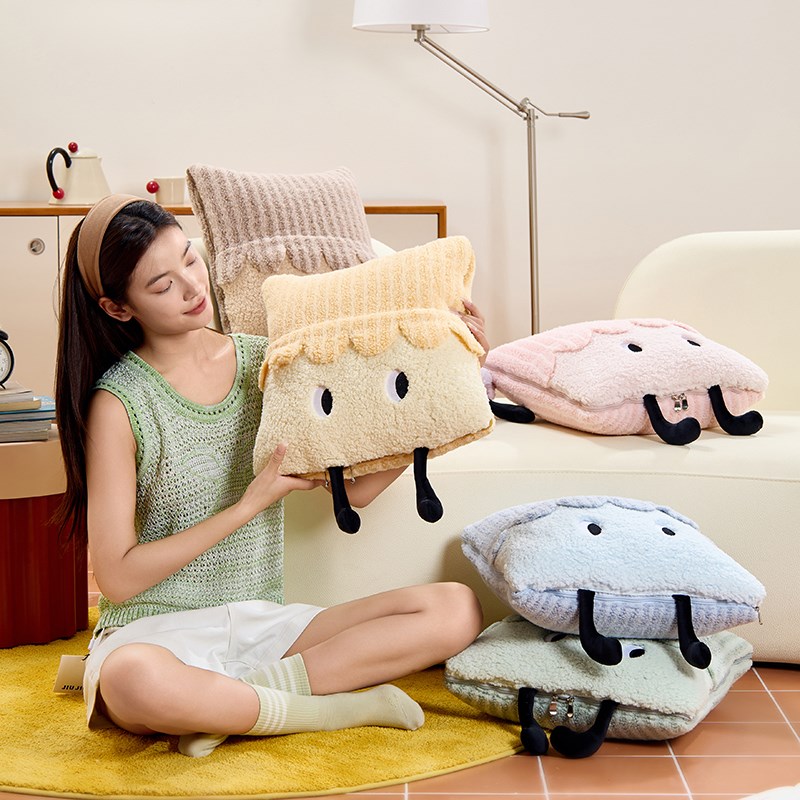 两用车载抱枕被子二合一加绒加厚汽车用午睡毯子珊瑚绒睡觉靠枕头