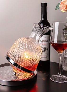 水晶旋转醒酒器酒柜家居装饰品摆件红酒架轻奢高档大气客厅餐边柜