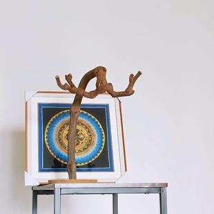 原木树杈带底座摆件小鸟鹦鹉架手串树根首饰实木支架毛笔架手串