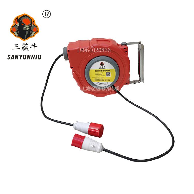 380v自动伸缩线盘电鼓卷线器绕线盘自动收回电源盘4芯线电鼓
