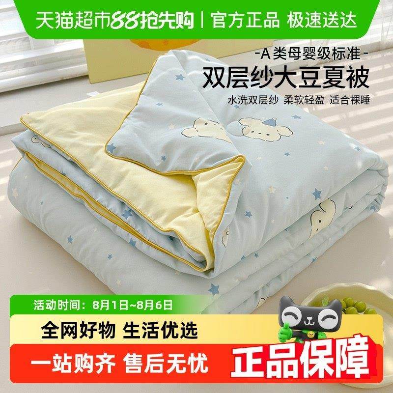 A类双层纱大豆纤维被子夏季空调被芯夏凉被薄款单双人春秋可机洗,床上用品,化纤被,淘宝优惠券,粉丝福利购,淘宝优惠卷