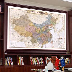 2025年新版中国定制地图世界地图挂画高清办公室背景墙壁面装饰画
