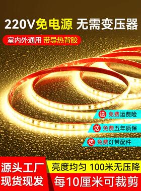 不干胶Led灯带220V高压无变压器灯带防水软灯带防反线性贴片线灯