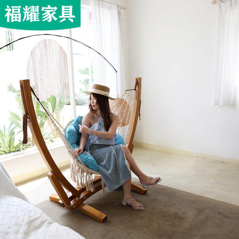 室内实木秋千休闲摇椅吊蓝户外庭院花园阳台单人简约创意吊椅秋千