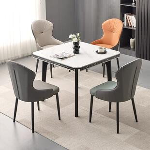 岩板餐桌折叠家用小户型方桌可变圆桌电磁炉正方形伸缩饭桌全实木