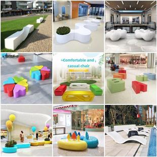 玻璃钢座椅户外椅子公共休息区等候区字母坐凳美陈商场休闲椅定做