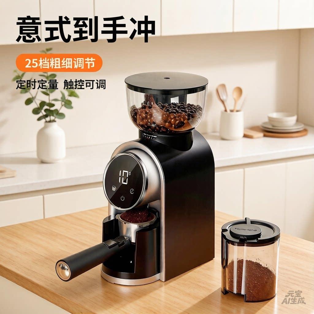 臻航电动咖啡豆研磨机磨豆机自动意式咖啡机钢芯磨粉器家用商用图片