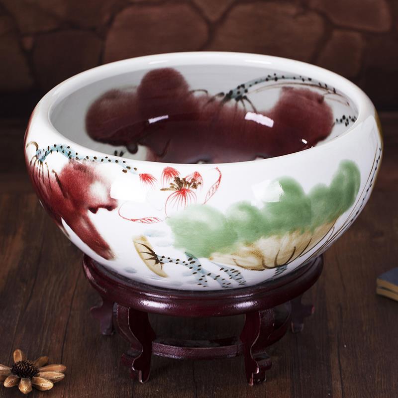 景德镇陶瓷花盆碗莲睡莲荷花盆绿萝水培植物盆客厅养金鱼缸乌龟缸