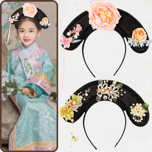 儿童格格发箍女款宫廷风贵妃旗头头箍古装汉服女童头饰头花发饰