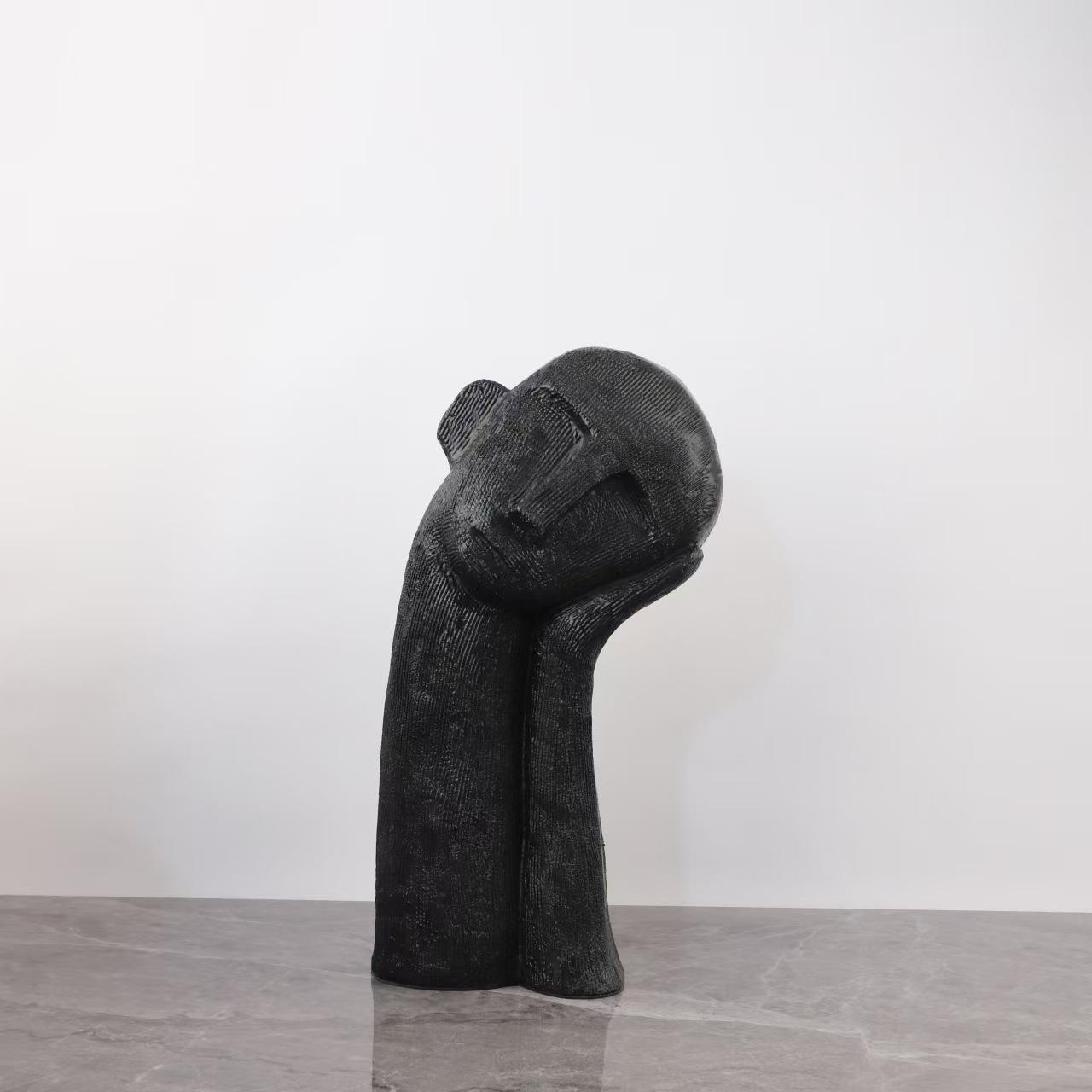 软装样板房间客厅设计师款白色歪头人像雕塑家居桌面摆件现代爆款